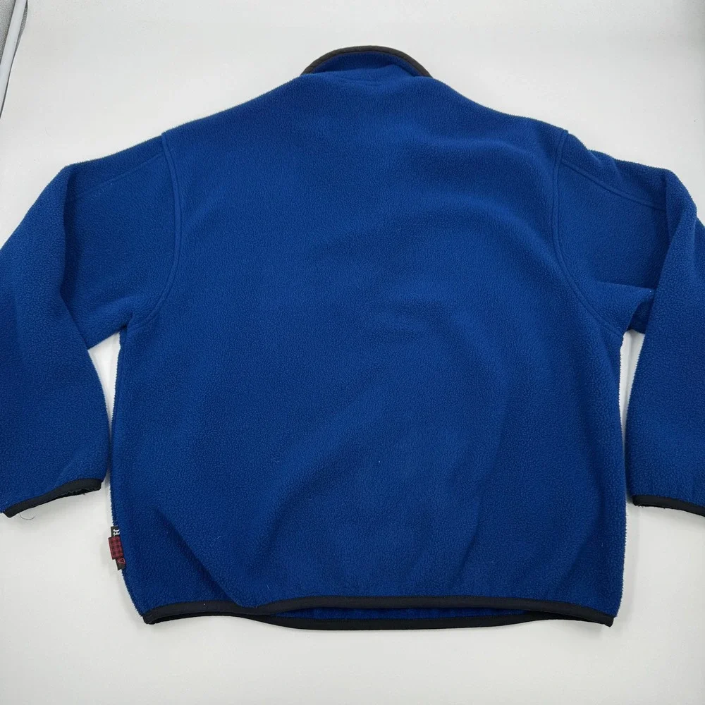 Woolrich Mens Fleece Pullover Jacket Blue Snap Collar‎ Large Outdoor
